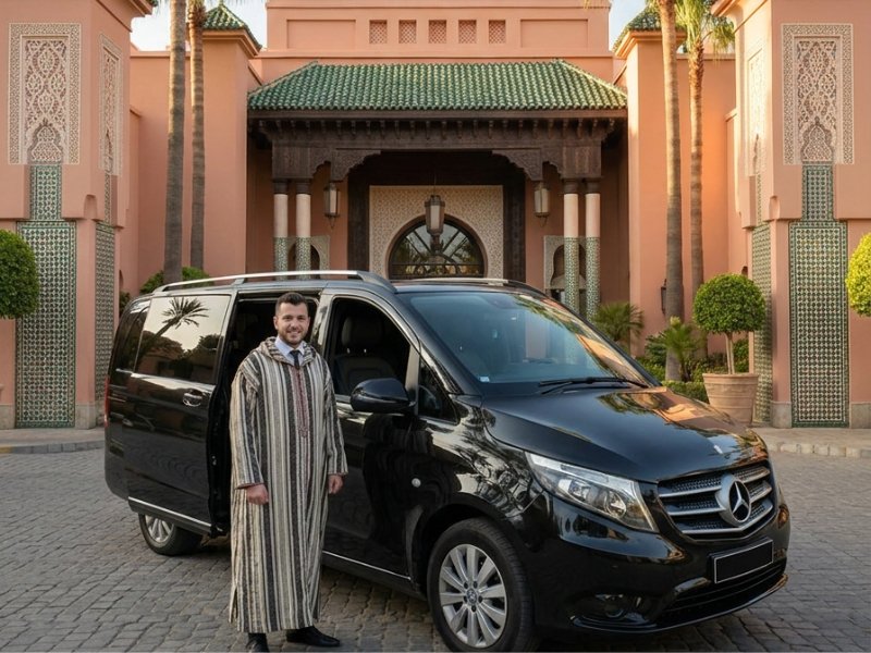 A premium luxury transport vehicle parked and ready for a private excursion in Marrakech
